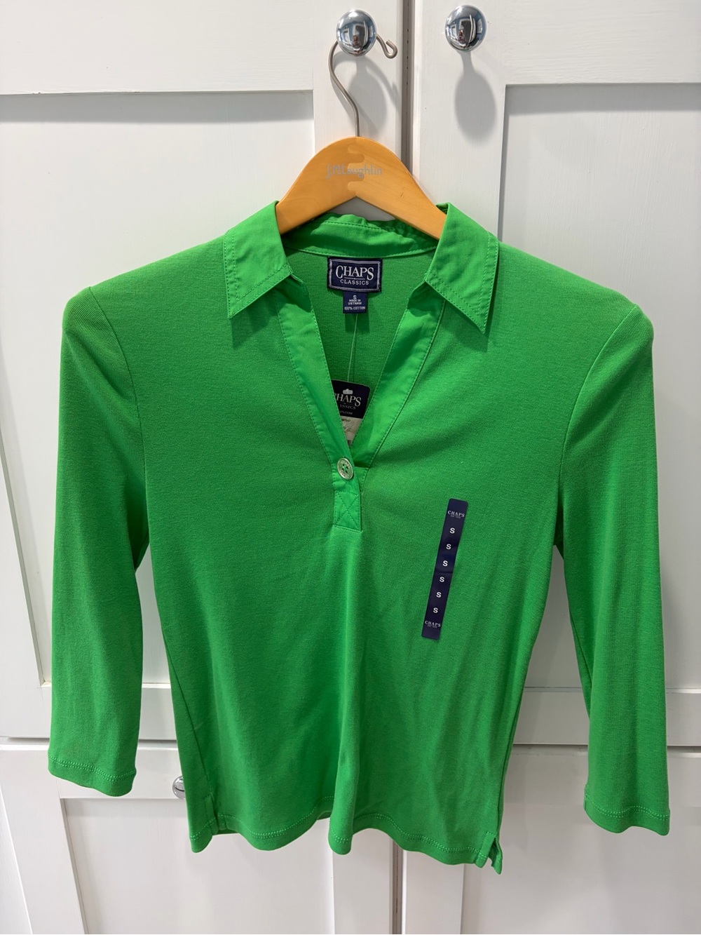 Chaps Bright Green Long Sleeve Polo